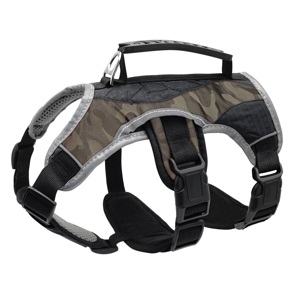 Waterproof Large Dog Harness Durable Reflective Bull Dog Harness Breathable for Medium Large Dogs Pets Pitbull Labrador: Gray / S