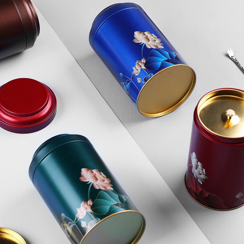 100-125g pojemność herbata zamknięty zbiornik średniej wielkości okrągłe blaszane pudełko na herbatę