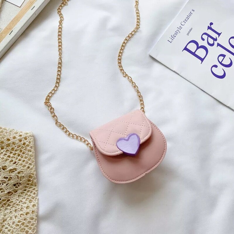 Just taolovely-stijl portemonnee voor babymeisjes, kleine leren hartvormige tassen voor peuters, schoudertas, mini-portemonnee  jt125: Roze stijl b