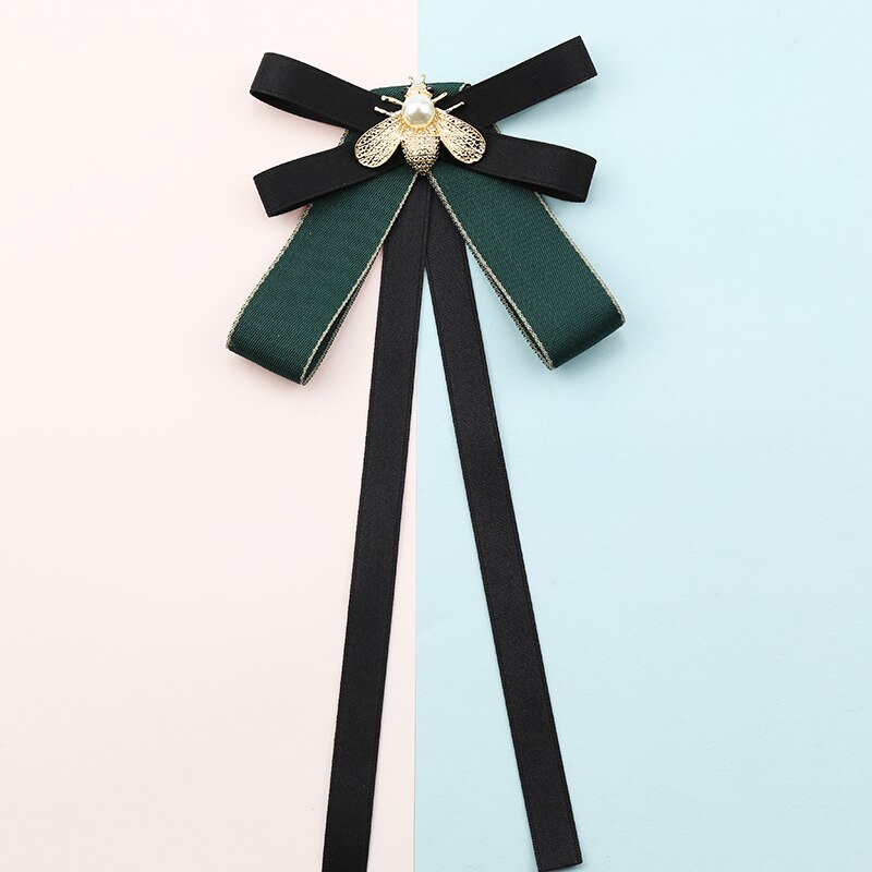 Wit overhemd, strik, damesstropdas, collegestijl, britse damesstropdas, zoete streamer, lint, strik, bloemensieraden: Donkergroen