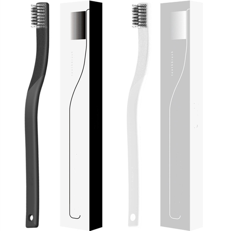 Brosse à dents en spirale en charbon de bambou, outil à dent avec Carton noir et blanc, pour adulte, poils souples,