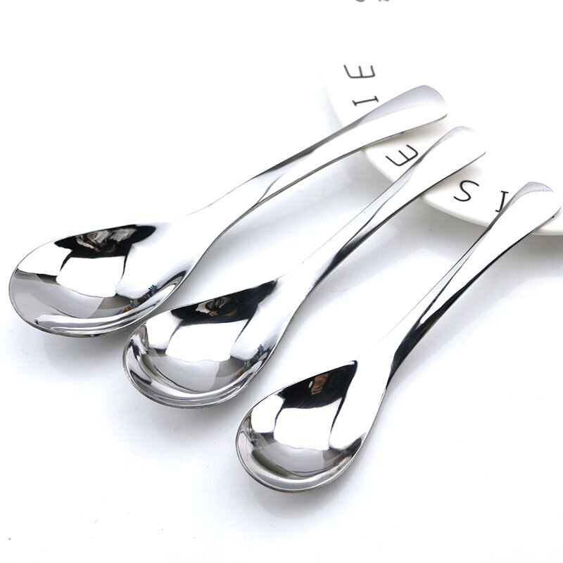Silver stainless steel soup spoon palace metal round head spoon stirring spoon coffee spoon home kitchen tableware