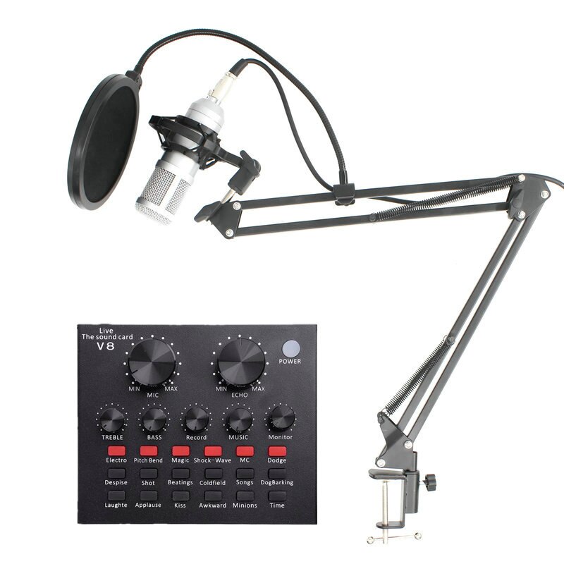 BM800 Condenser Microphone Kit Studio Microphone Vocal Recording KTV Karaoke Microphone Mic W/Stand For Computer Radio Singing