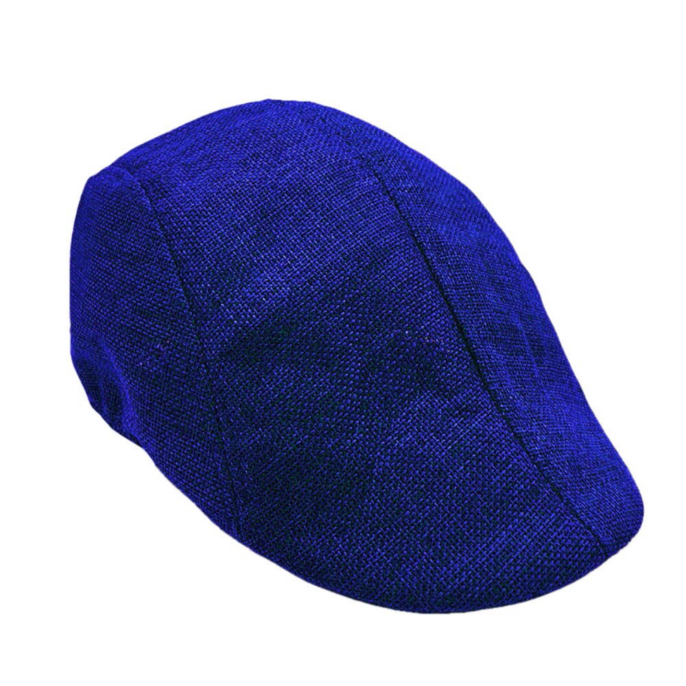 Beret Caps Men Women Vintage News Boy Cap Cabbie Gatsby Linen Outdoor Hats Brand Sun Hat Unisex Duckbill Caps Linen Casquette: Blue