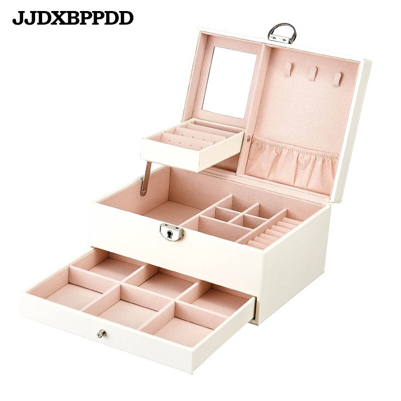 Multi-Function Storage Box Leather Jewelry Box Multi-Layer Large-Capacity Jewelry Organizer For Necklace Rings Earring