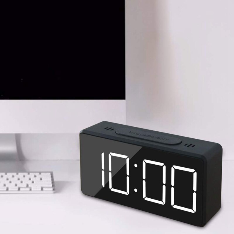 Small Mini Digital Alarm Clock for Travel with LED Time or Temperature Display, Snooze, Adjustable Brightness, Simple Operation,