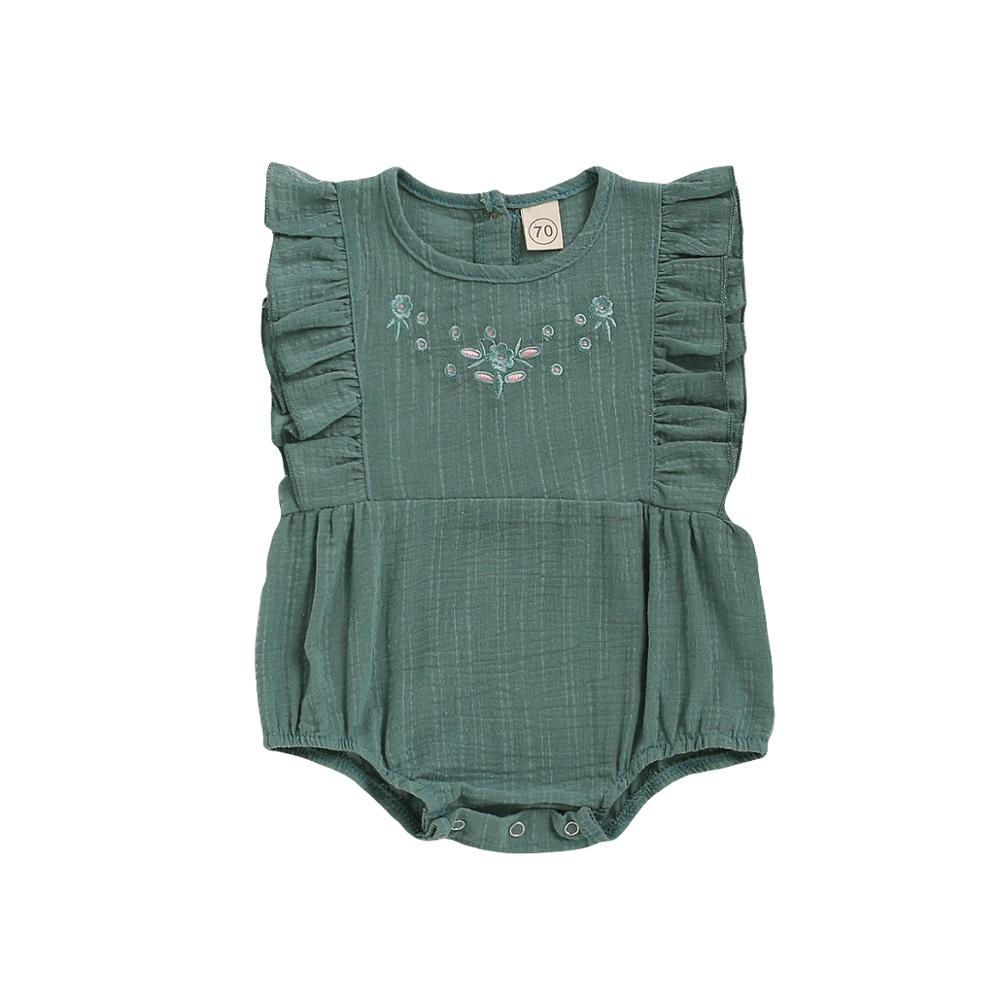 Barboteuse pour bébés garçons et filles, sans manches, à volants, motif Floral, vêtements d'été, tenue décontractée, une pièce,: A / 3M