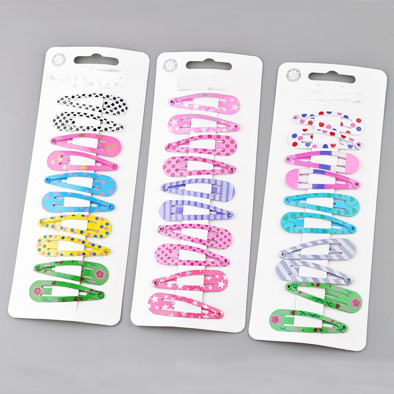 10 unidades/lote de pinzas para el pelo para niña pequeña, pasadores con estampado colorido para niña, horquillas de seguridad para niña, accesorios para el cabello