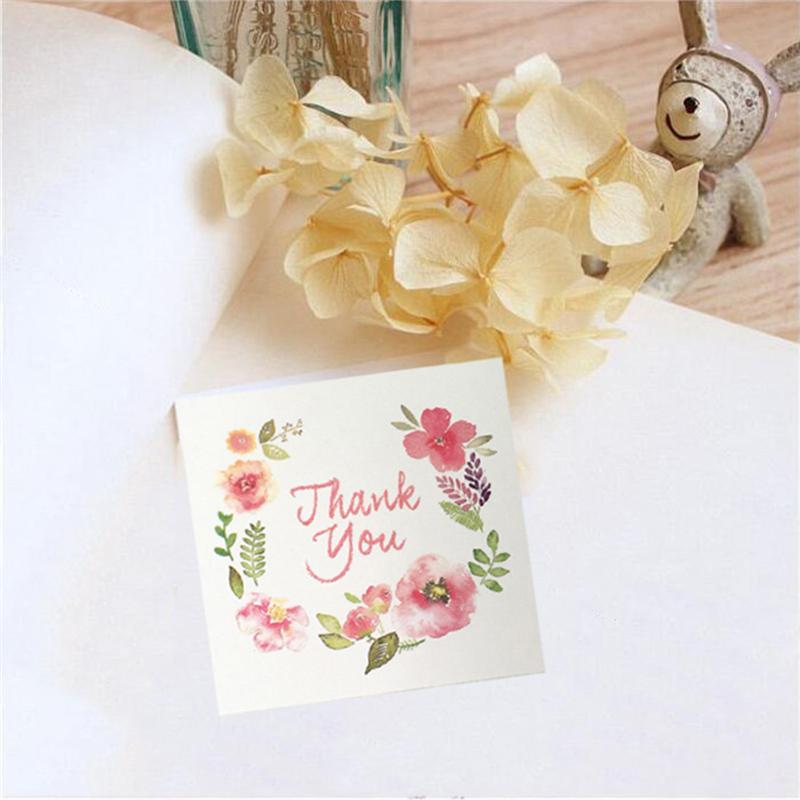 50pcs Mini Thank You Cards Greeting Cards Birthday Message Blessing Cards for Festival Party Gathering(6x6cm)