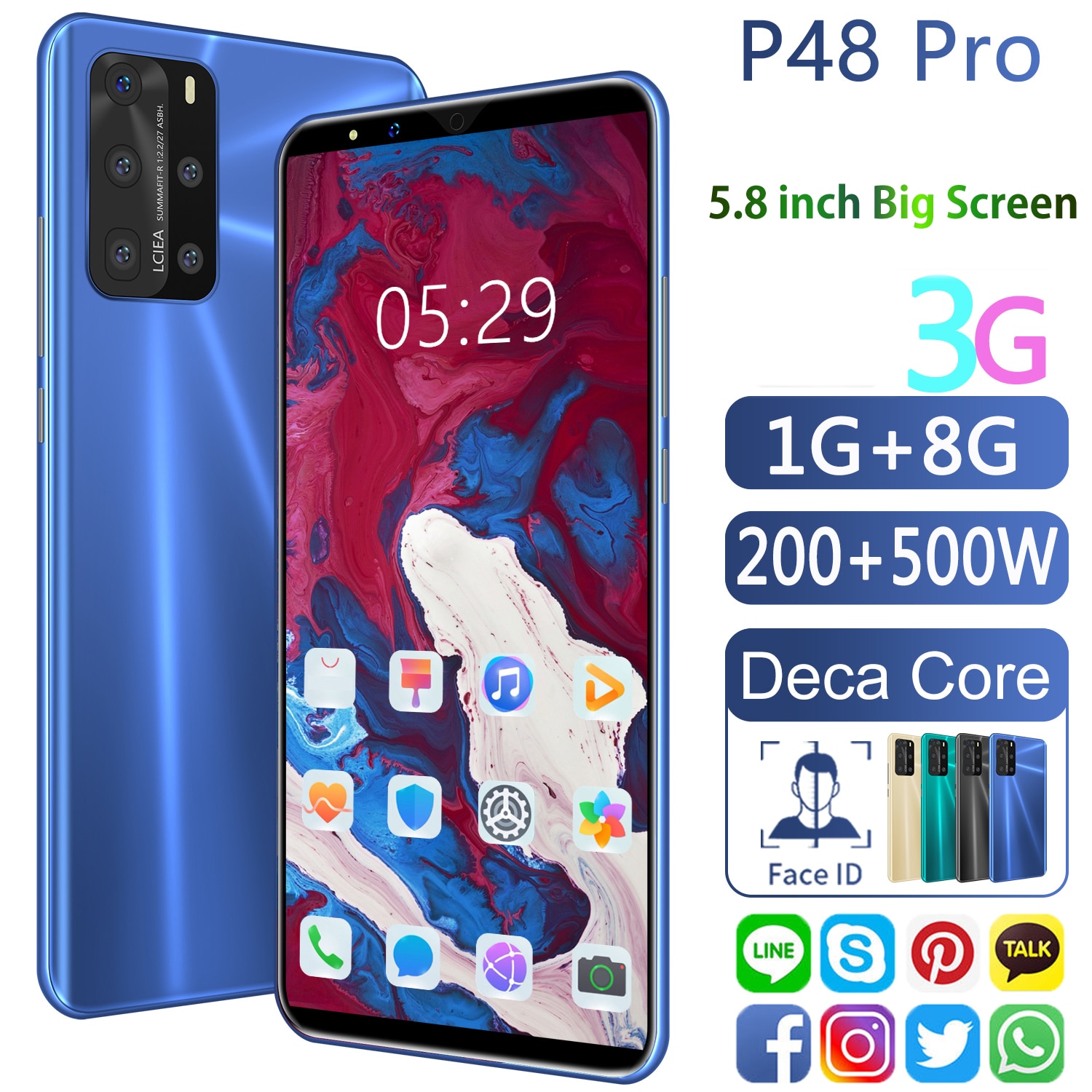 3G Wcdma Smart Phone CECTDIGI P48 Pro 1GB RAM+8GB Rom 5.8 Inch Big Screen Smartphone Quad Core Unlocked Dual Sim Mobile Phone