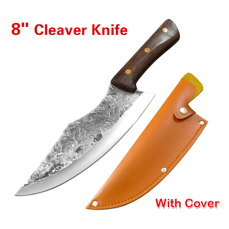 Forged Boning Knife Stainless Steel Meat Chopping Knife Butcher Knife Handmade Knife Chef Slicing Cutter Knife: Style D with cover
