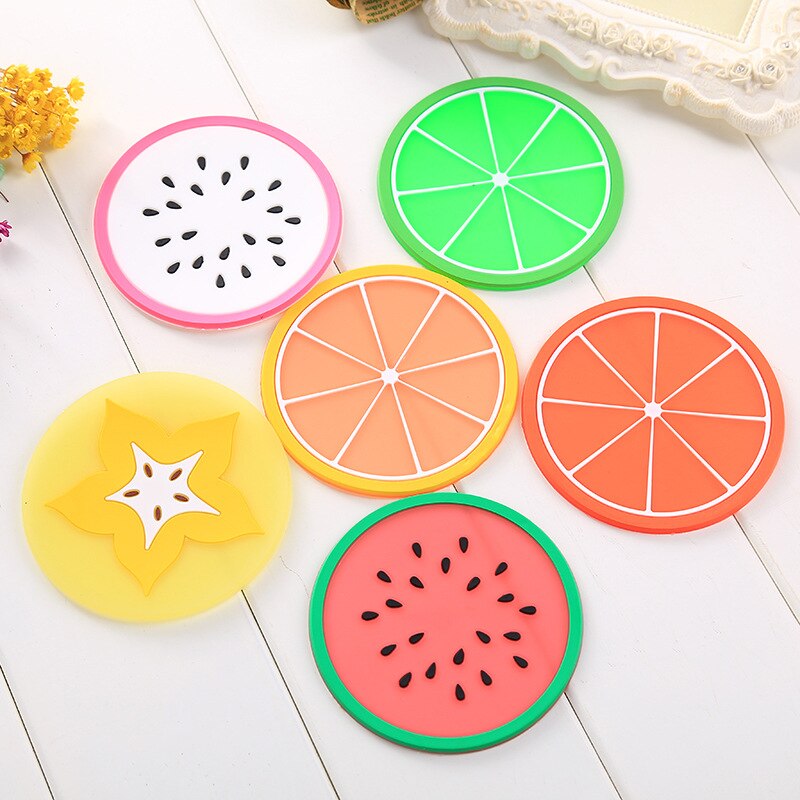 Juego de escritorio Kawaii para oficina, posavasos de fruta fresca, accesorios de colocación para tazas, tazas, Decoración de mesa, suministro organizador, 2 uds.