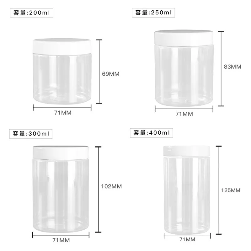 Doorzichtige PET-plastic potten 150 ml 200 ml 250 ml Transparant leeg cosmetisch masker Crèmewasverpakkingscontainers Potten met deksels