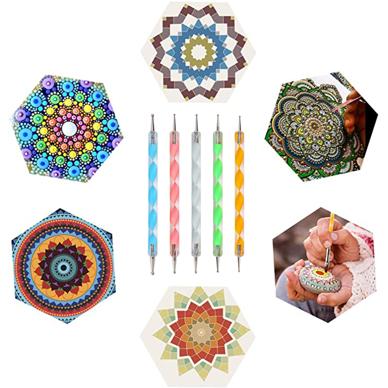 Multi Pieces Mandala Dotting Tools for Painting Rocks Acrylic Rods Double Sided Dotting Tools Mandala Stencils Art Craft Kit