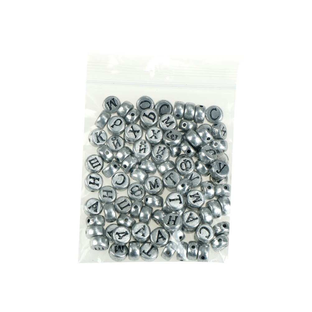 100 stuks/set doe-het-zelf platte ronde letters acryl spacer kralen voor het maken van sieraden alfabet kralen: Zilver