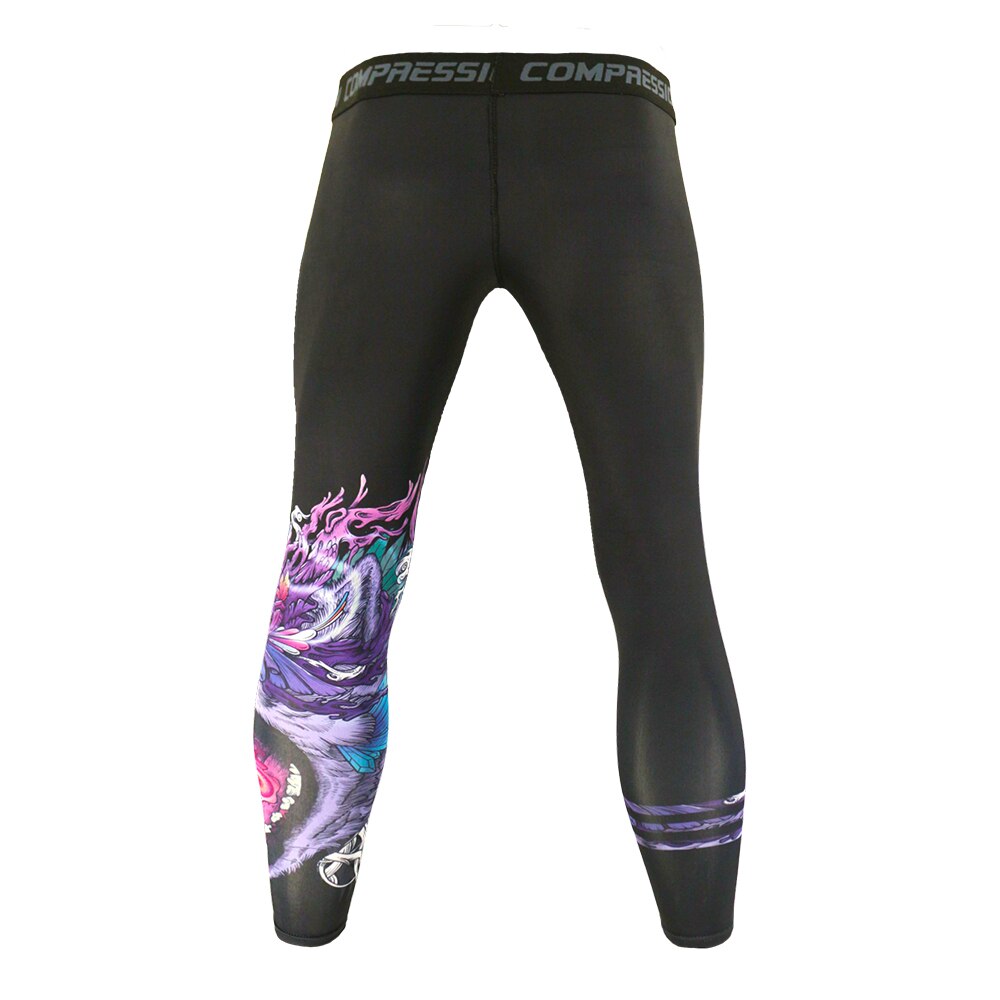 Suotf roaring dragon mænd bukser løbe stramme leggings sport tights gym kompressions fitness træning sportwear jogging bukser