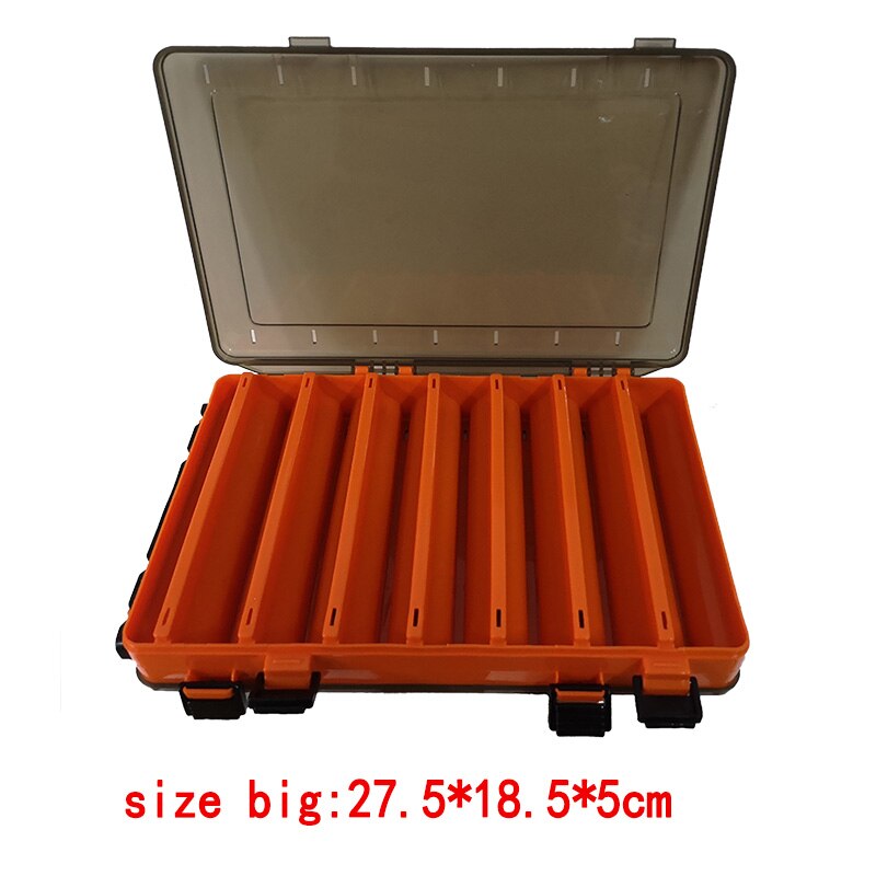 Fiskegrejsboks med stor kapacitet dobbeltdækker sub-bait box bærbar agn fiskegrej opbevaringsboks: Størrelse-stor orange