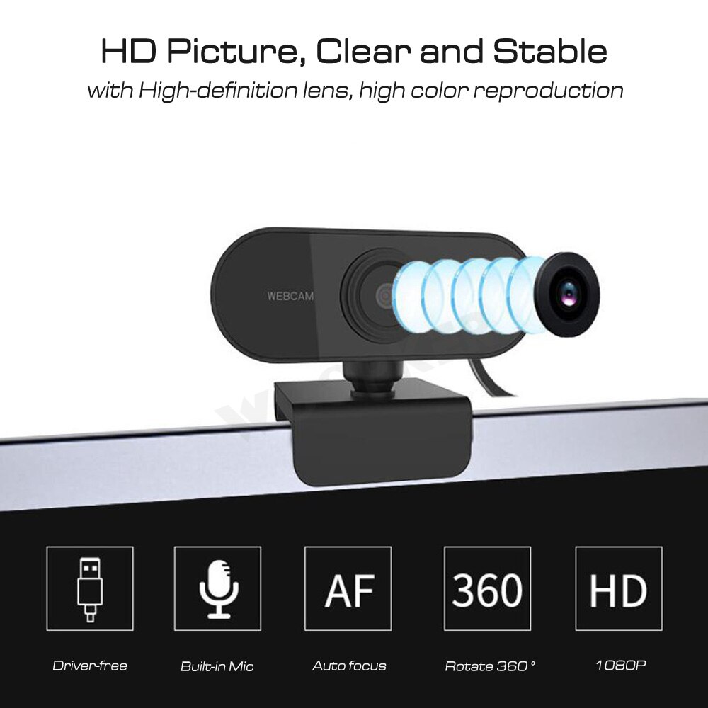 HD Video 1080p Camera Webcam Microphone Camera 360 Degree Rotation Ubuntu System for Robot Car Program Project