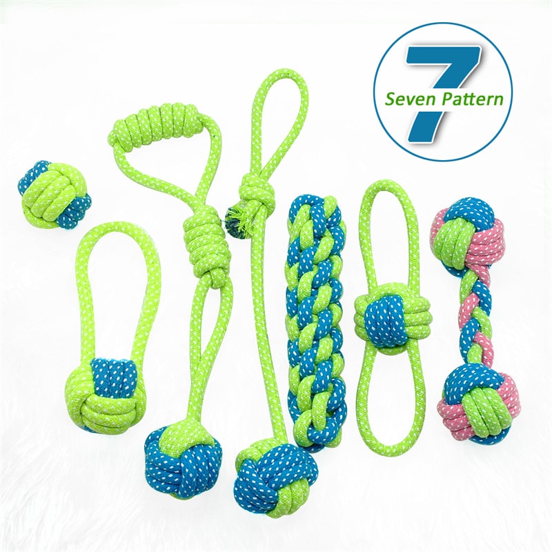 7 package chewing cotton rope dog toy dog outdoor teeth cleaning dog rope toy puppy chewing molar toy bulldog pug