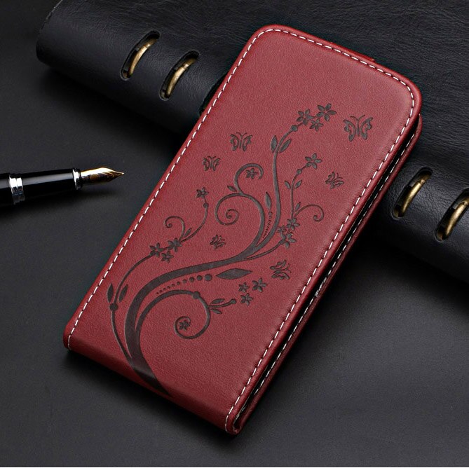 On Vertex Pro P300 Business Vintage Flip Case For Vertex Pro P300 Capa 100% Special Cover Leather Phone Bag Phone Case: flower winered