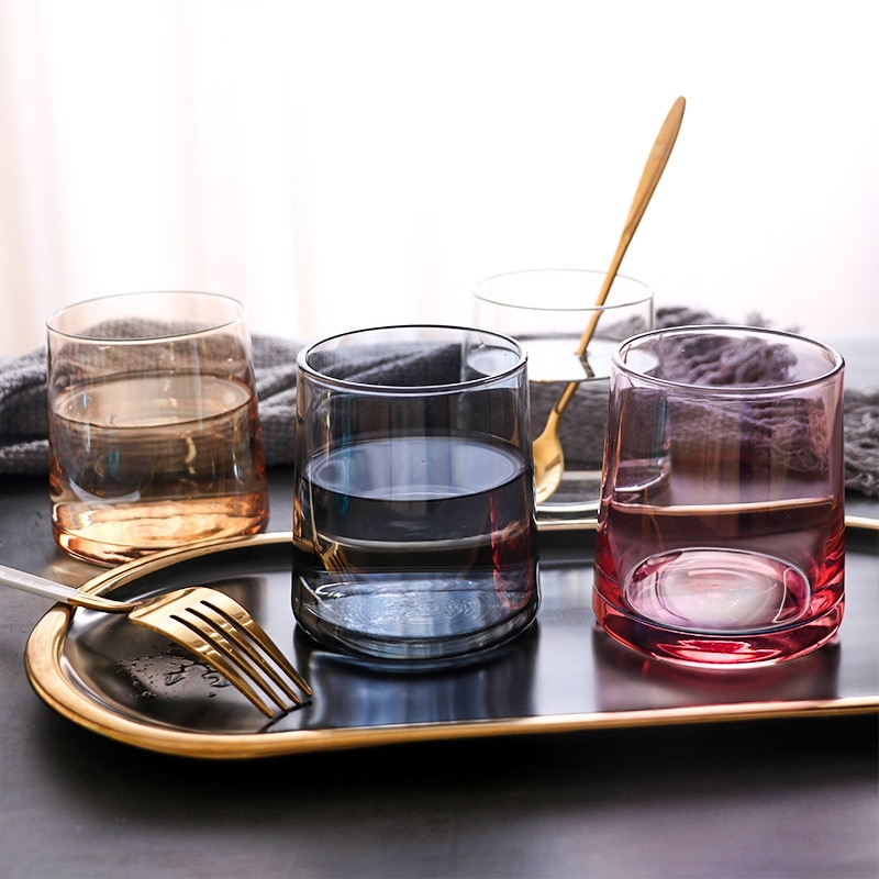 Japanese style wine glass colorful whiskey glass household thick bottom ion plating craft beer glass juice cup