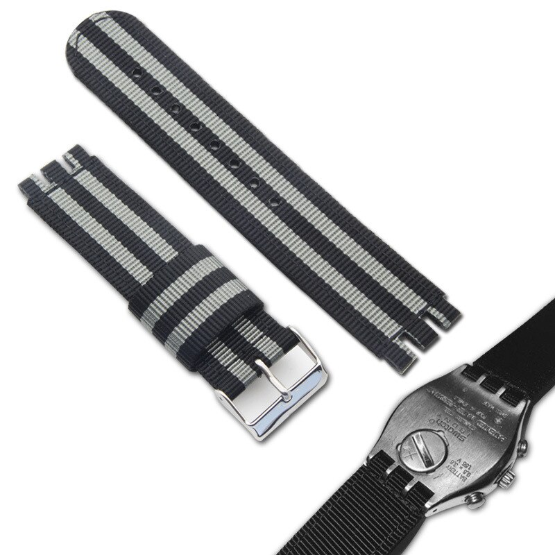 Ballistic Two Piece 19mm Nyon Watch Band Strap Nylon Watch Replacement for Swatch