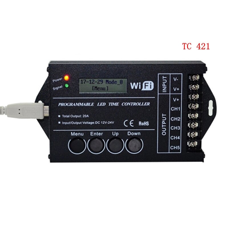 DC12 DC24V TC420/TC421 WiFi tijd programmeerbare led controller dimmer RGB aquarium verlichting timer ingang 5 kanalen voor led strip