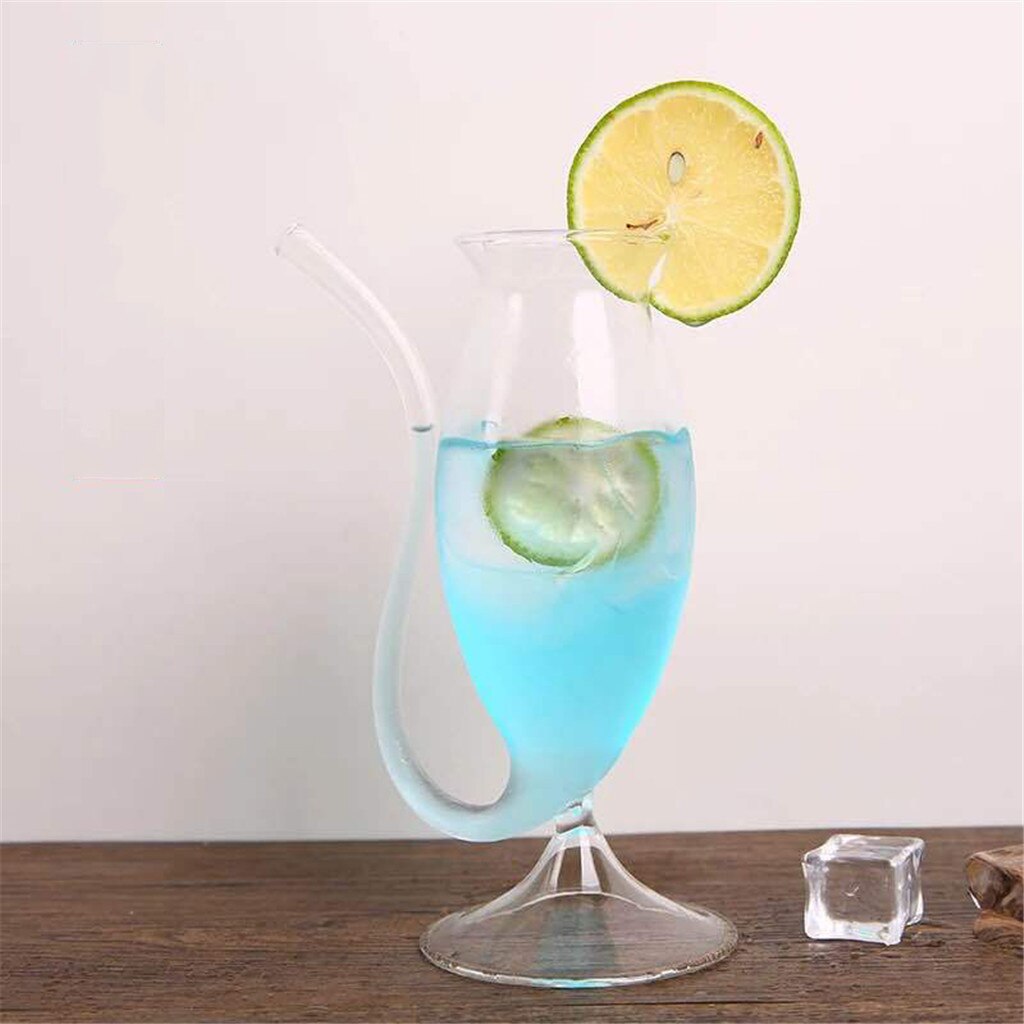 300ml 1Pcs Devil Red Wine Glass Transparent Cup Mug With Built in Drinking Tube Straw Water Cup for Home Bar Hotel: A