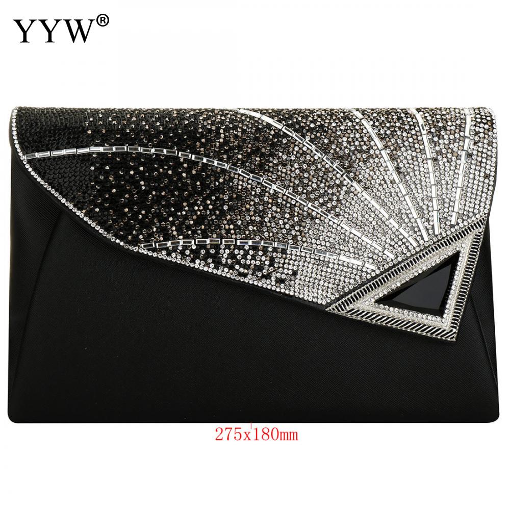 Bolso de mano con diamantes de imitación para mujer, bandolera con solapa, , de lujo, para de noche,