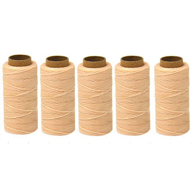 5 Rollen Van 50 Meter Van 150D Gewaxt Draad Voor Leer Hand Naaien Met Een Diameter Van 0.8 Mm (beige): Default Title