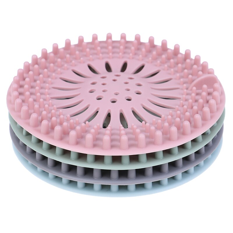 Hair Stopper Floor Drain Mat Silicone Shower Drain Covers Sink Strainer Filter for Bathroom and Kitchen