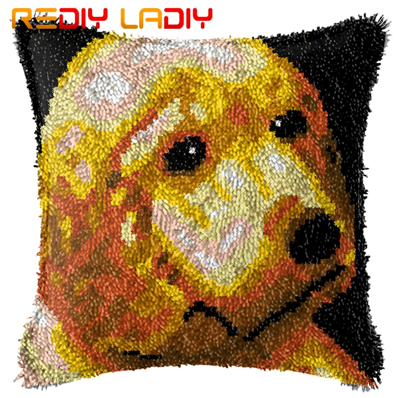 Latch Hook Kits Make Your Own Cushion Polar Bear Pre-Printed Canvas Crochet Pillow Case Latch Hook Cushion Cover Arts & Crafts: BZ003