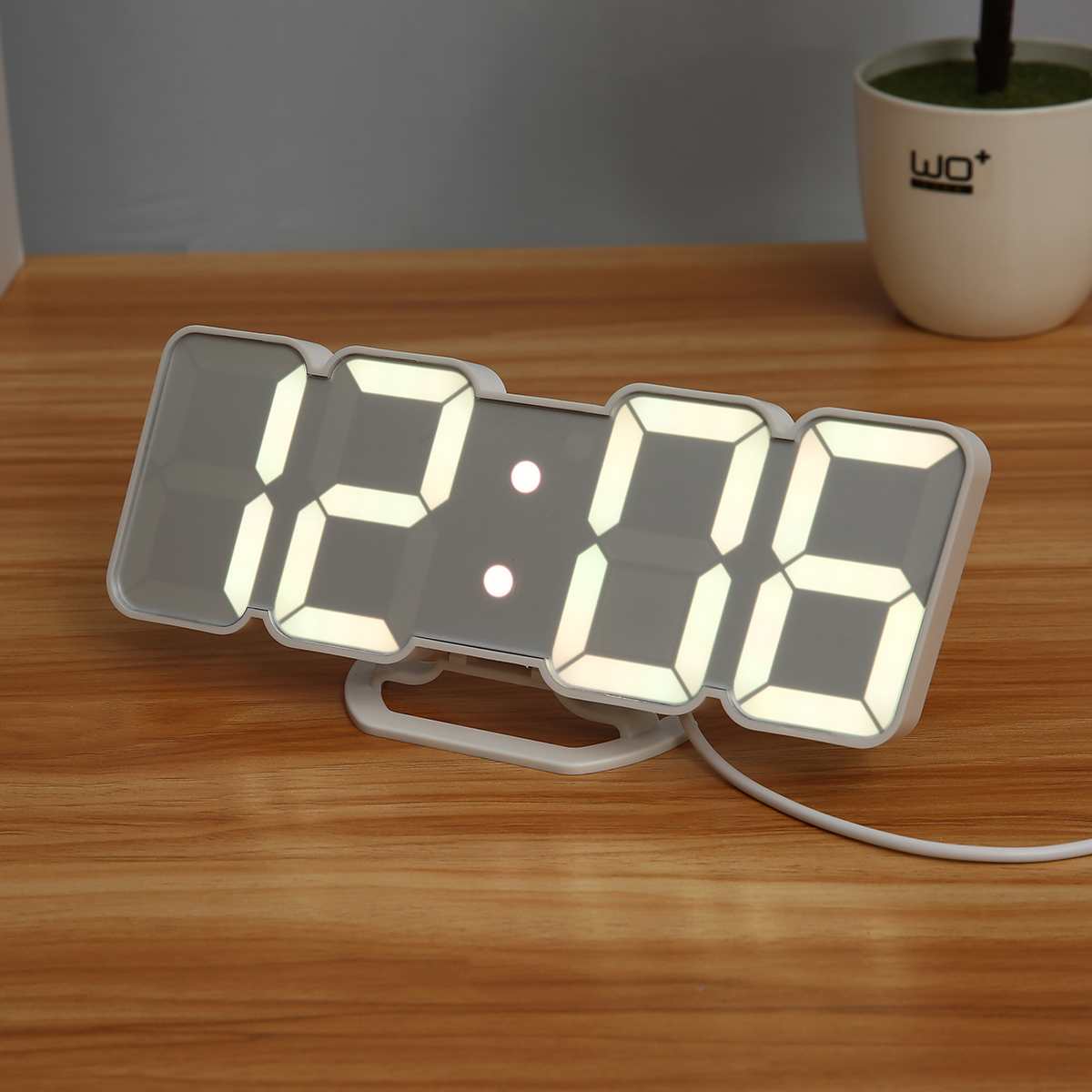 115 RGB Color 3D LED Digital Clock Wall Clock Snooze Desk Alarm Clocks 12/24 Hour Calendar Thermometer Voice Remote Controller