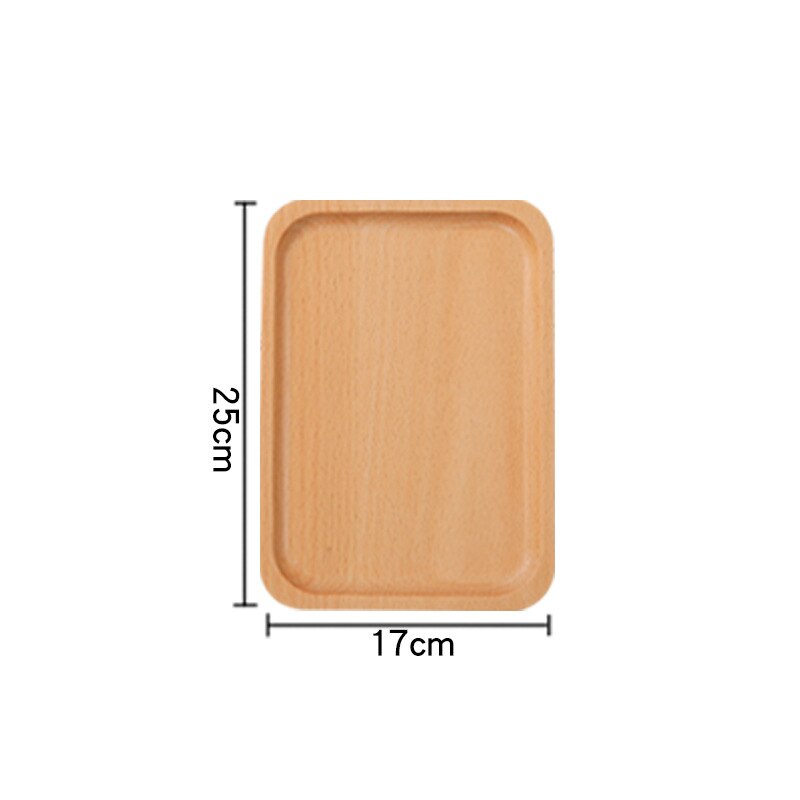 Beech Wood Cake Dishes Home Hotel School Dessert Serving Tray Wood Sushi Bread Plate Dinnerware Round/Square Wood Plate: JJ1276-25x17CM