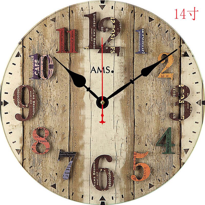 Kreative Amerikanischen retro Wanduhr Holz Stille Uhren Zauberstab Wohnkultur Jahrgang Zauberstab Uhr Küche Uhr Horloge Murale D72: E