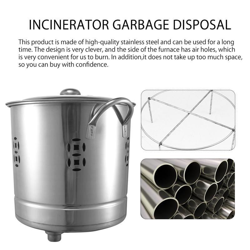 2Pcs/Set Stainless Steel Burn Barrel Silver Incinerator for Home Yard (Silver)