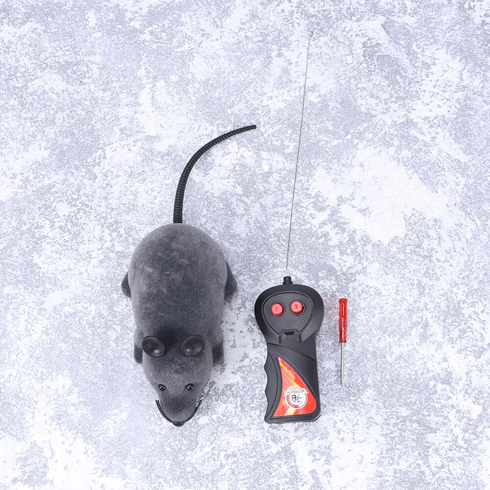 ROSENICE Wireless Remote Controlled Mini Simulaton Plush Mouse Rat Mice Chase Toy (Grey)