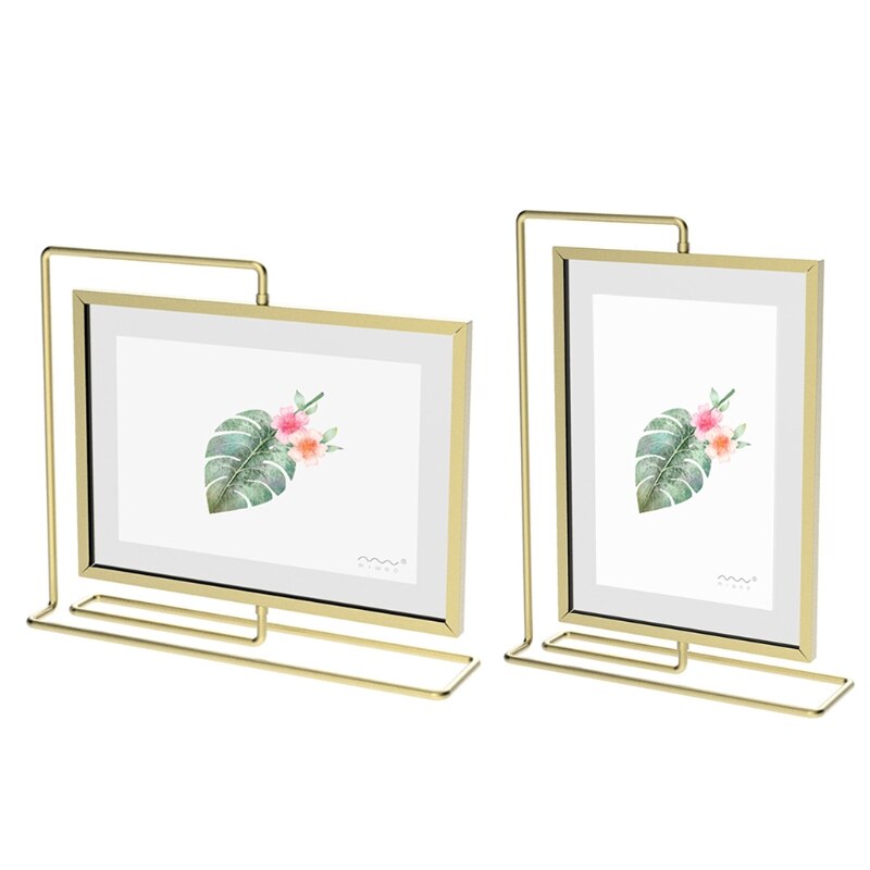 Metal 360 Degree Rotating Photo Frame Geometric Picture Storage Home Decoration Office Wedding Ornaments