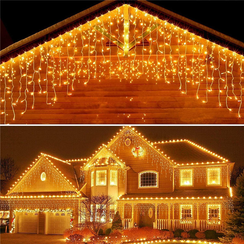 40M Eiszapfen Lichterketten LED Lichterkette Weihnachtsgirlande mit Fernbedienung für Neujahr Party Hochzeit Garten Terrasse Dekor: Warmes Weiß / 81-100W