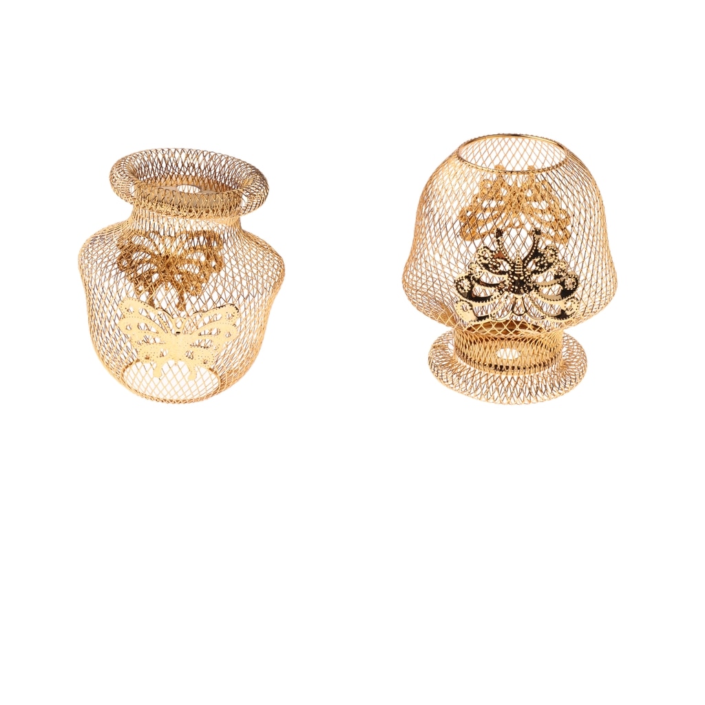 2Pcs Iron Table Lamp Shade Modern Standard Flower Vase Style Butterfly Pattern Lamp Shade Gold