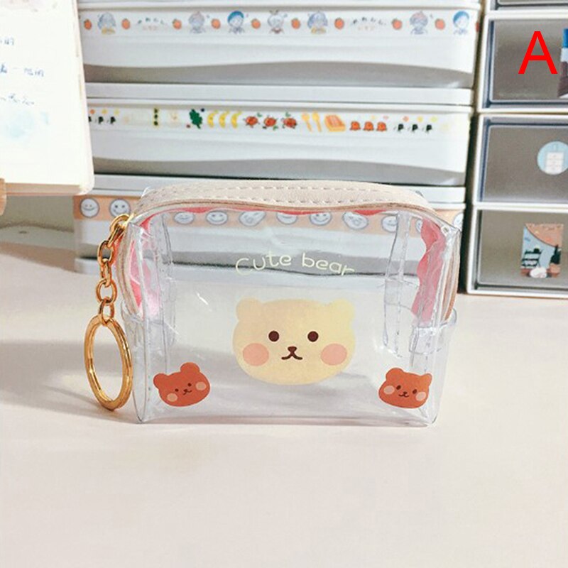 1 pièces Mini Transparent petit portefeuille porte-monnaie sac pochette sac à main femme clé sac à main cosmétiques pochette de rangement: A