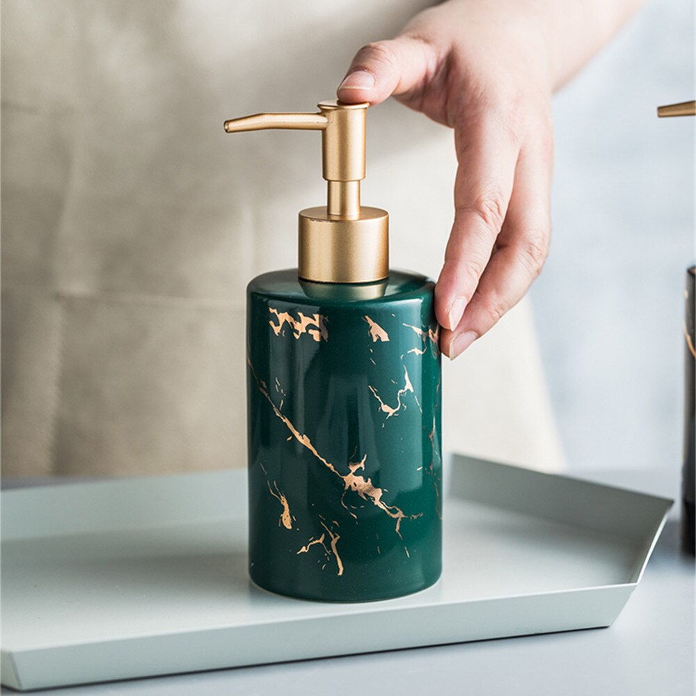 310ml Ceramic Soap Dispenser Bathroom Shampoo Bottle Hand Washing Hair Conditioner Marbled Bottles Kitchen Detergent Sub-bottle