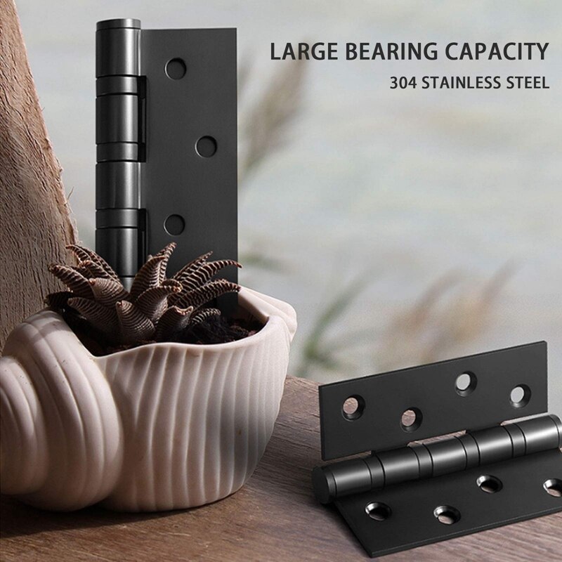 Bisagras de puerta de madera de rodamiento de bolas de acero inoxidable, 4 pulgadas, 100Mm, bisagras de tope plegables para puertas externas internas, puertas sólidas