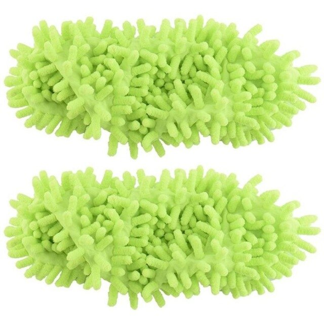 1 paire de serpillères de nettoyage pour pantoufles, nettoyeur de pieds, dépoussiérage du sol, couvre-chaussures paresseux, outils de nettoyage pratiques en microfibre pour la maison: Vert