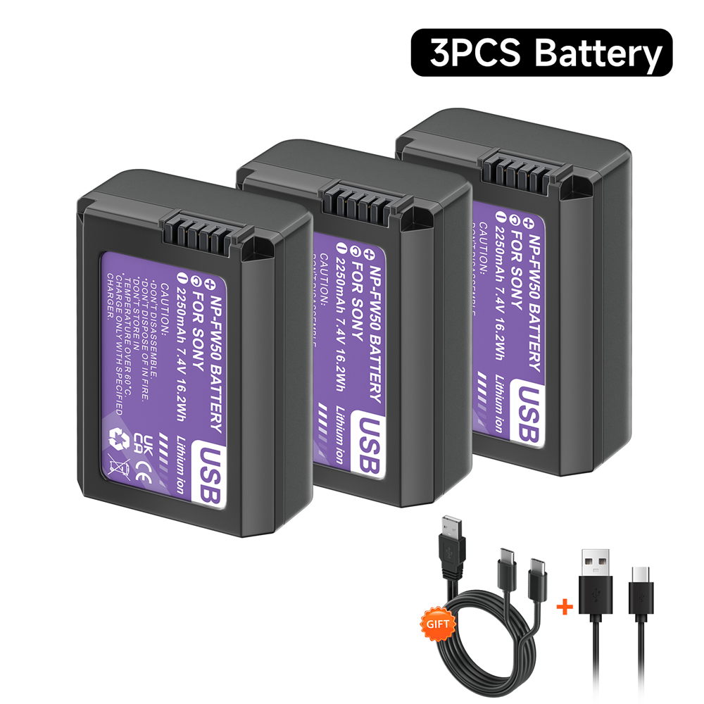 PALO tipo C NP-FW50 NPFW50 NP FW50 batería para Sony Alpha a6500 a6300 a6400 a6000 a6100 a5000 a3000 NEX-3 a7 7R a7R a7R II a7rii: Azul