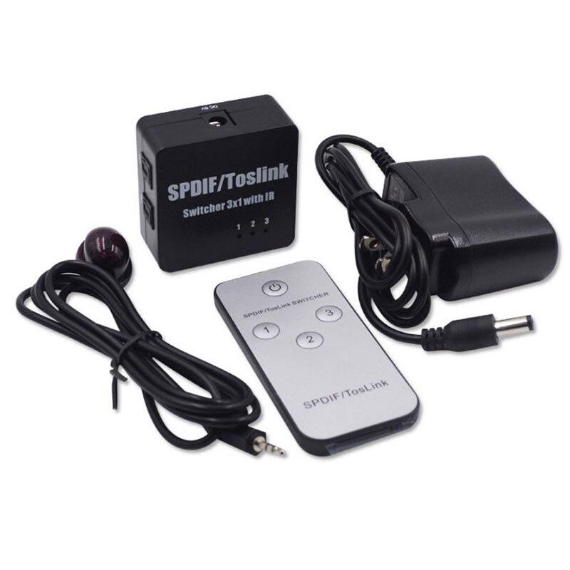 Fiber Optic Switch with remote control digital audio HD 3 IN 1 fiber converter