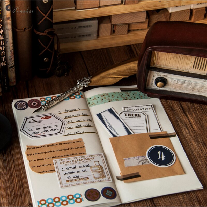 XINAHER 20pcs/bag Vintage junk journal Writable travel label DIY scrapbooking album diary happy planner decoration paper