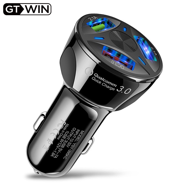 GTWIN Quick Charge 3 USB Car Charger for iPhone 12 Pro Max Samsung S21 Xiaomi Mobile Phone 3A Fast Charging QC 3.0 USB Charger