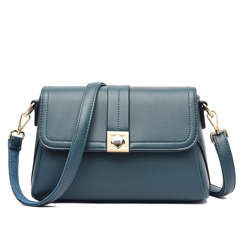 Bag middle aged women's bag trend women's mother's bag single shoulder small square bag women's messenger bag: Blue.