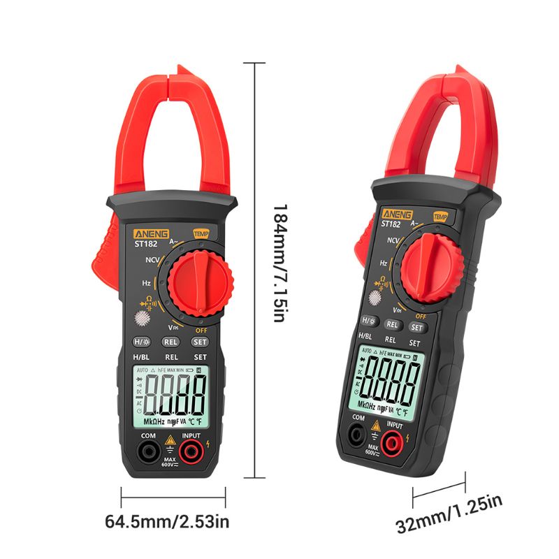 Digital Clamp Meter AC Current Multimeter DC/AC Voltage Hz Capacitance NCV Ohm R9UC